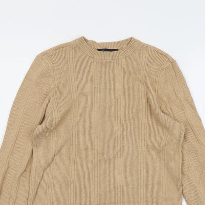 Marks & Spencer Womens Beige Round Neck Viscose Pullover Jumper Size M