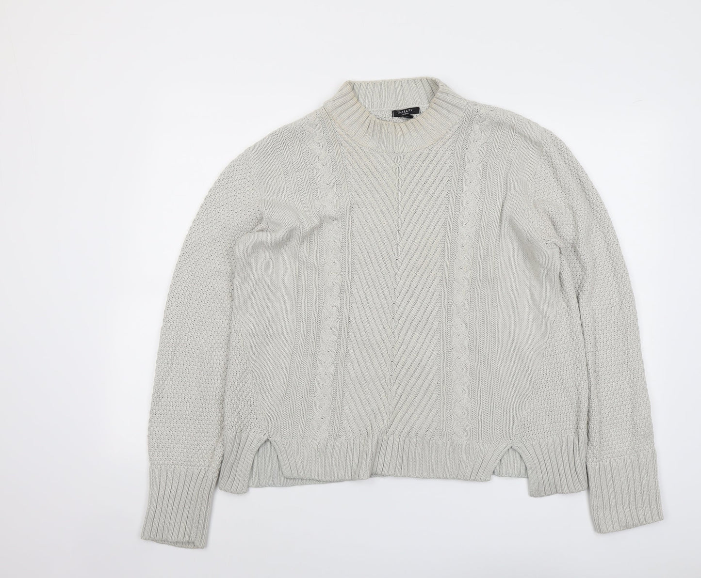 Therapy Womens Grey Crew Neck Cotton Pullover Jumper Size L