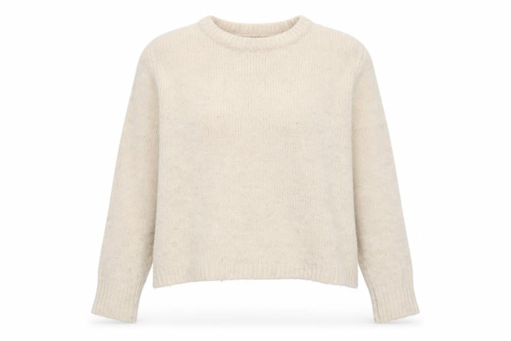 RESERVED Womens Beige Round Neck Polyester Pullover Jumper Size M