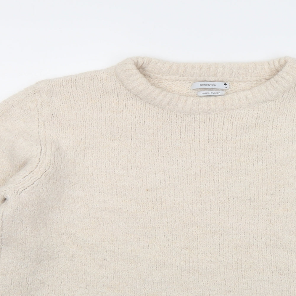 RESERVED Womens Beige Round Neck Polyester Pullover Jumper Size M