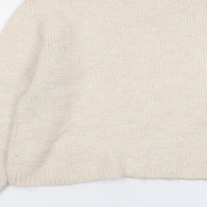RESERVED Womens Beige Round Neck Polyester Pullover Jumper Size M