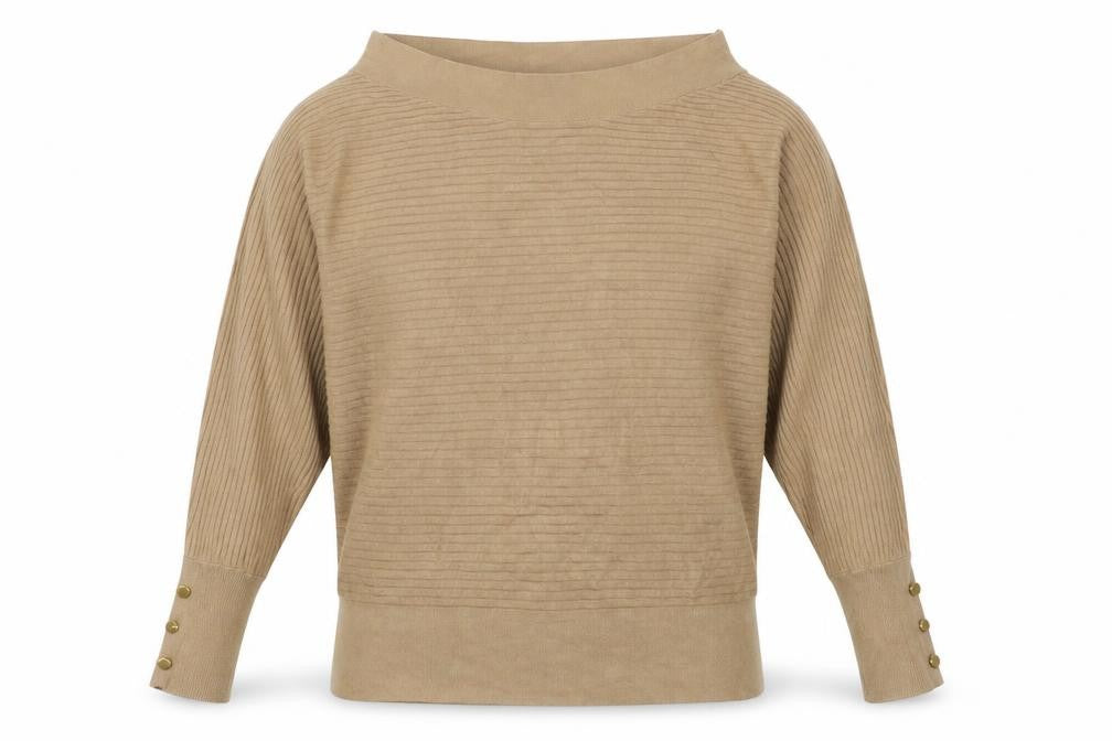 Lipsy Womens Beige Boat Neck Viscose Pullover Jumper Size 12