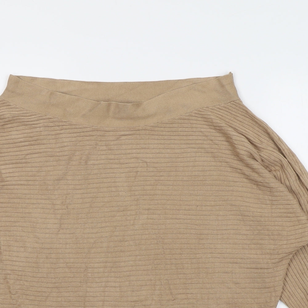 Lipsy Womens Beige Boat Neck Viscose Pullover Jumper Size 12