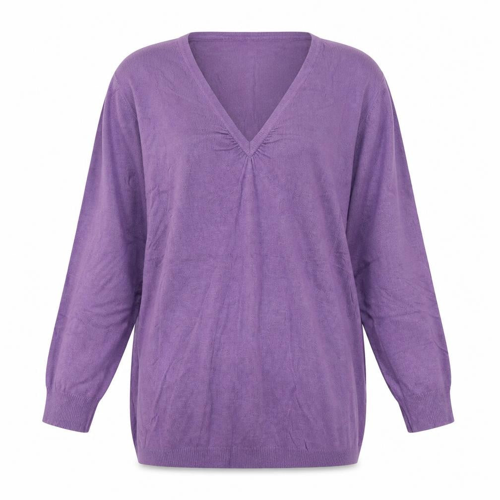 Marks & Spencer Womens Purple V-Neck Viscose Pullover Jumper Size 10