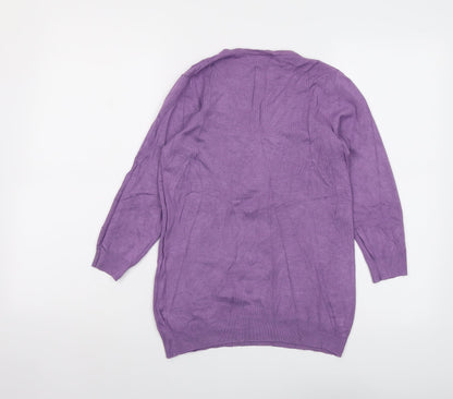 Marks & Spencer Womens Purple V-Neck Viscose Pullover Jumper Size 10