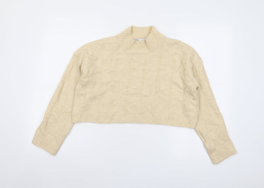 Zara Womens Ivory High Neck Acrylic Pullover Jumper Size S
