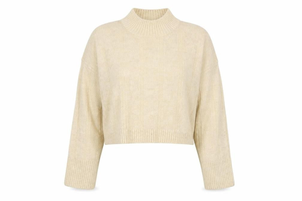 Zara Womens Ivory High Neck Acrylic Pullover Jumper Size S