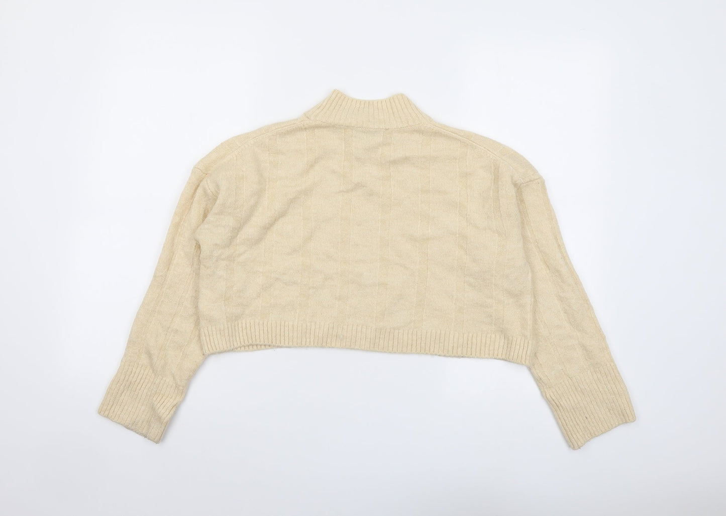 Zara Womens Ivory High Neck Acrylic Pullover Jumper Size S