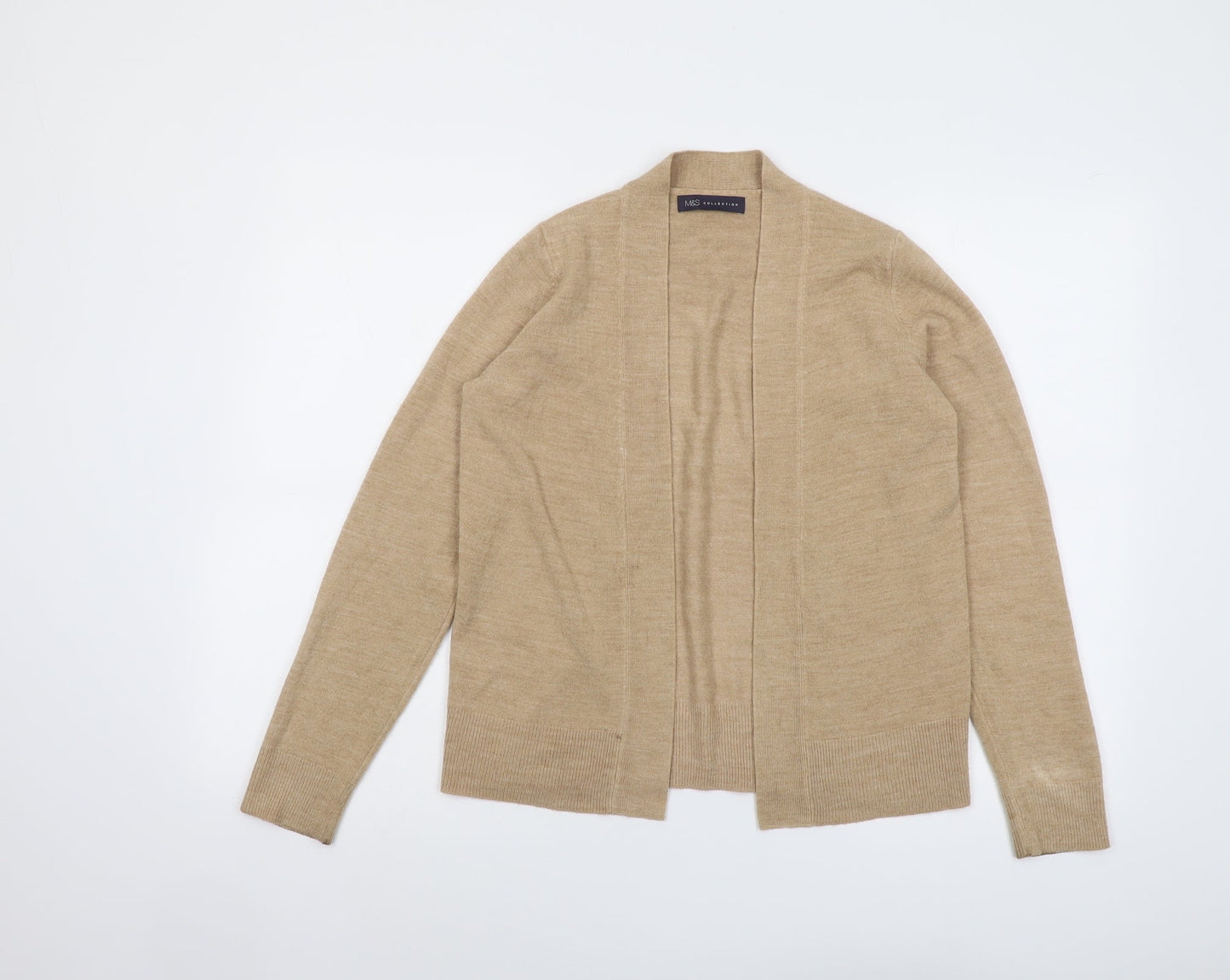 Marks and Spencer Womens Beige V-Neck Acrylic Cardigan Jumper Size S