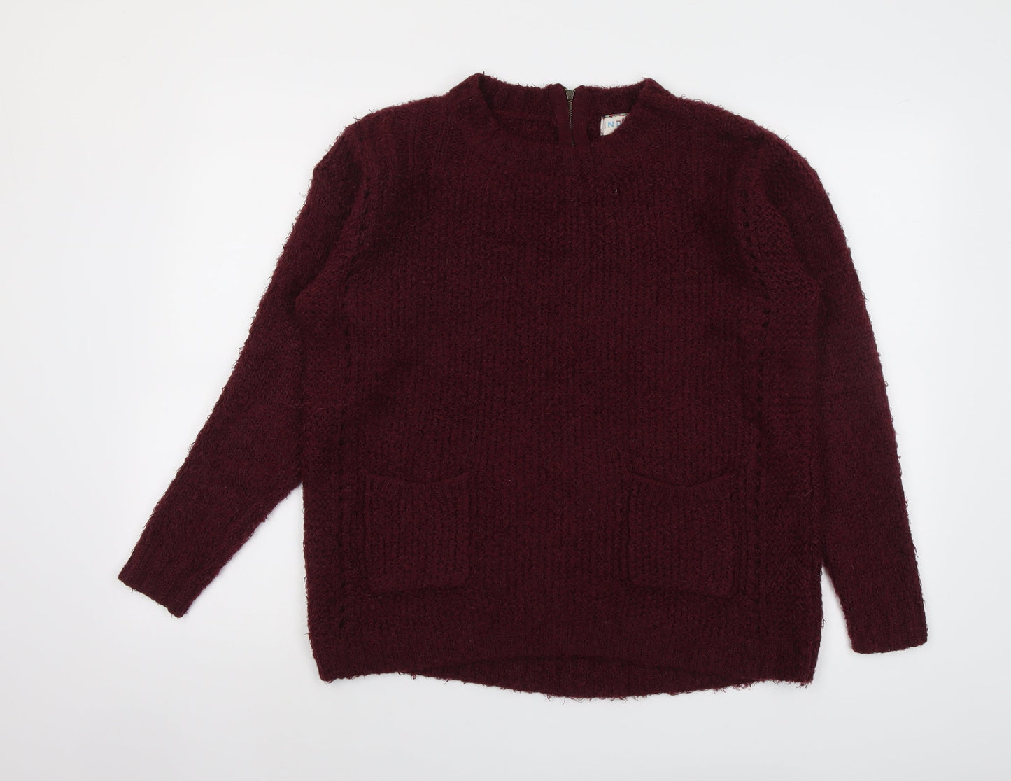 Indigo Womens Purple Round Neck Acrylic Pullover Jumper Size 14
