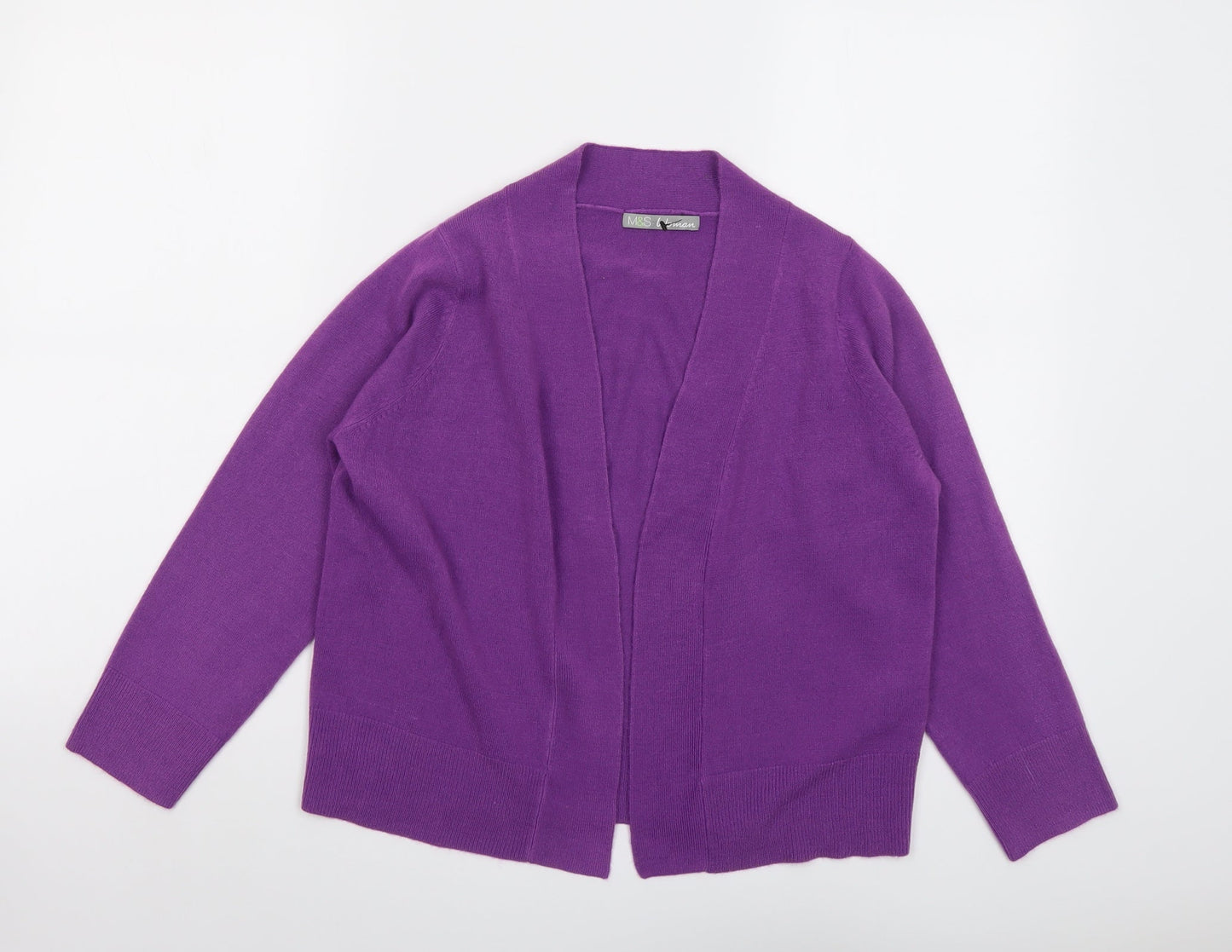 Marks and Spencer Womens Purple V-Neck Acrylic Cardigan Jumper Size 10