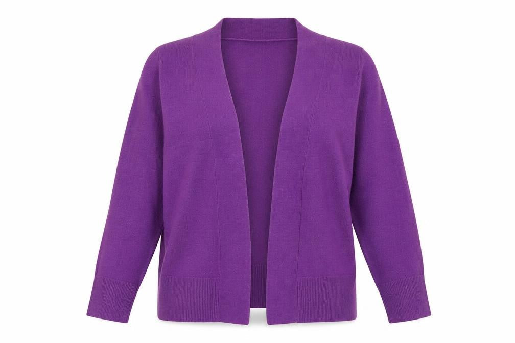 Marks & Spencer Womens Purple V-Neck Acrylic Cardigan Jumper Size 10