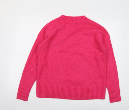 Next Womens Pink Round Neck Cotton Pullover Jumper Size M