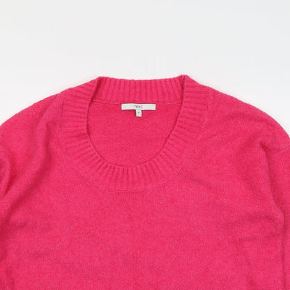 Next Womens Pink Round Neck Cotton Pullover Jumper Size M