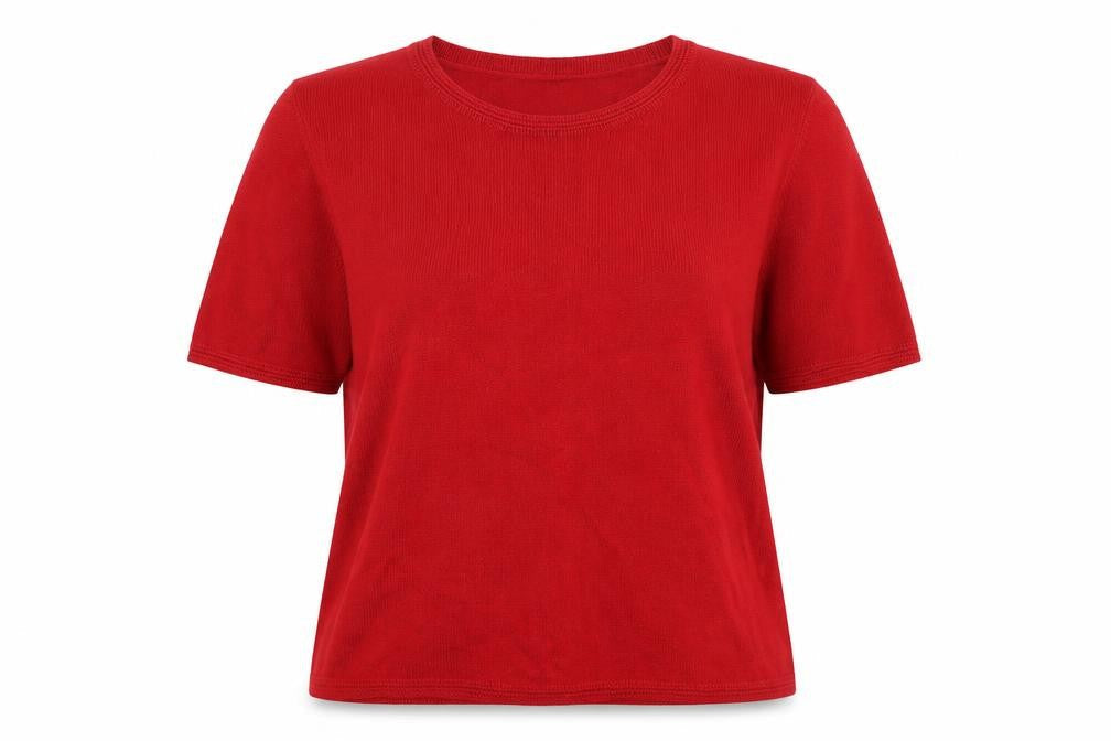 Classic Womens Red Round Neck Acrylic Pullover Jumper Size 16