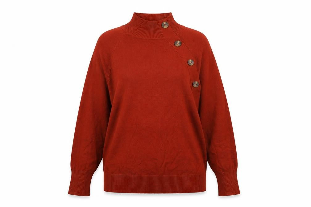 M&Co Womens Red High Neck Viscose Pullover Jumper Size 14