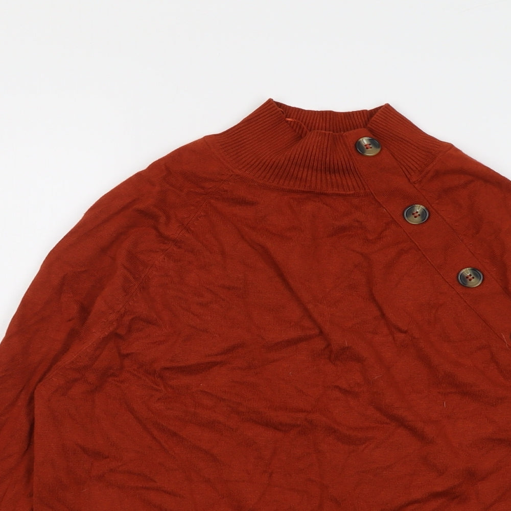 M&Co Womens Red High Neck Viscose Pullover Jumper Size 14