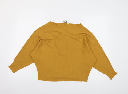 Additional front view of Principles women’s yellow boat neck viscose jumper, size UK 12