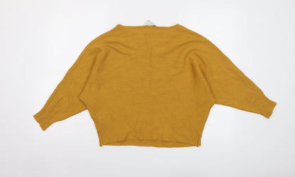 Back view of Principles women’s yellow boat neck viscose jumper, size UK 12
