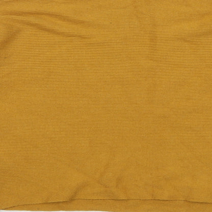 Brand and care label for Principles women’s yellow boat neck viscose jumper, size UK 12