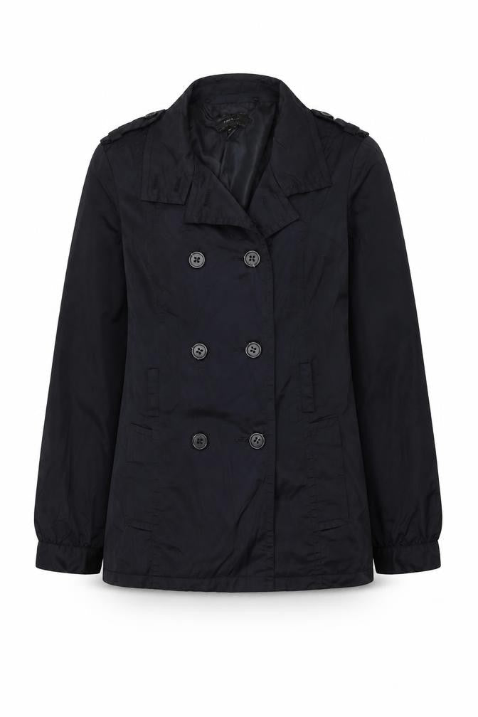 Mango Womens Blue Pea Coat Coat Size M Button