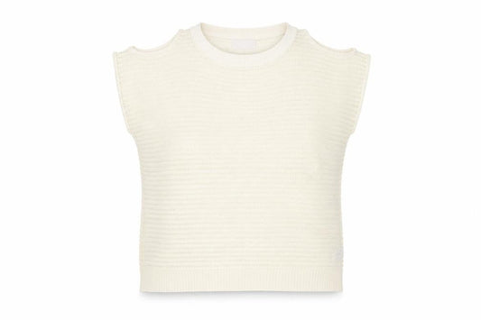 Next Womens Ivory Round Neck Acrylic Vest Jumper Size 16 - Cold Shoulder