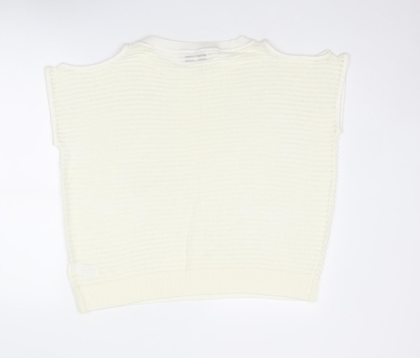NEXT Womens Ivory Round Neck Acrylic Vest Jumper Size 16 - Cold Shoulder