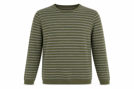 Next Mens Green Round Neck Striped Cotton Pullover Jumper Size S Long Sleeve
