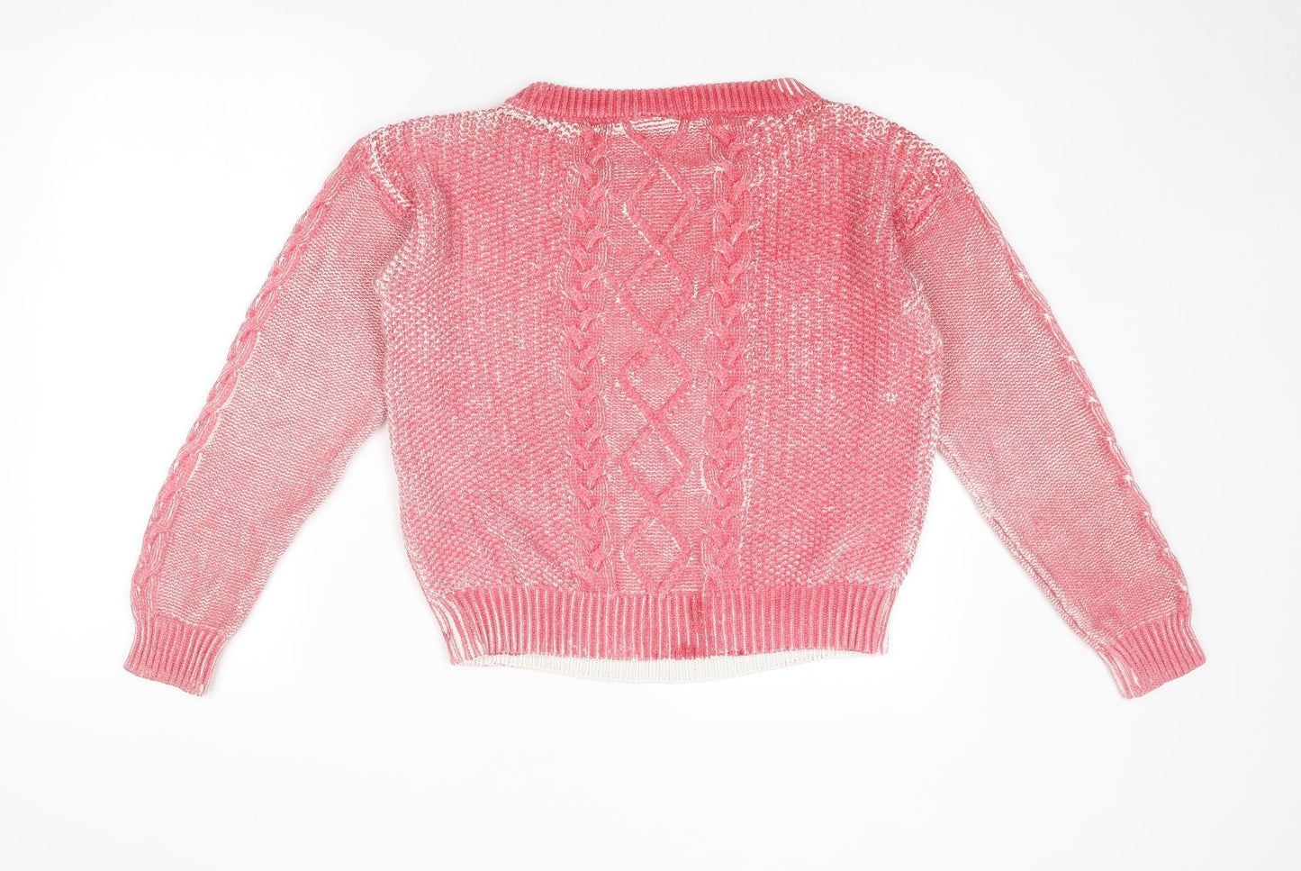 VERO MODA Womens Pink Round Neck Acrylic Pullover Jumper Size L