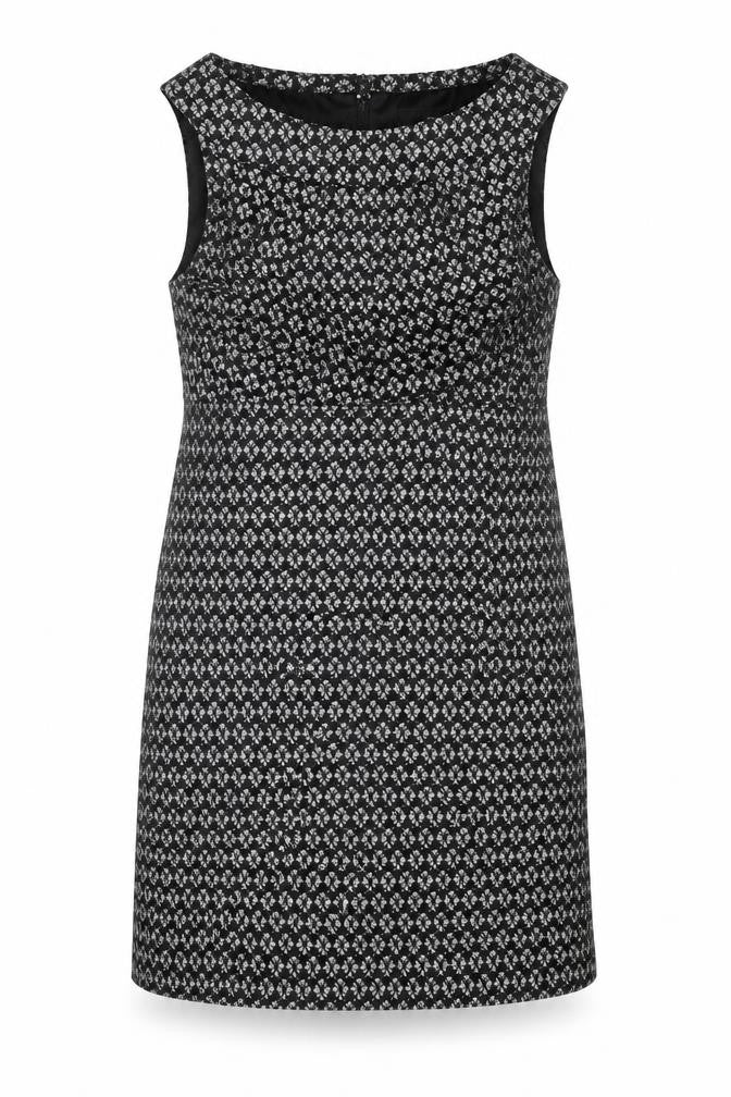 NEXT Womens Black Geometric Nylon Shift Size 14 Round Neck Zip