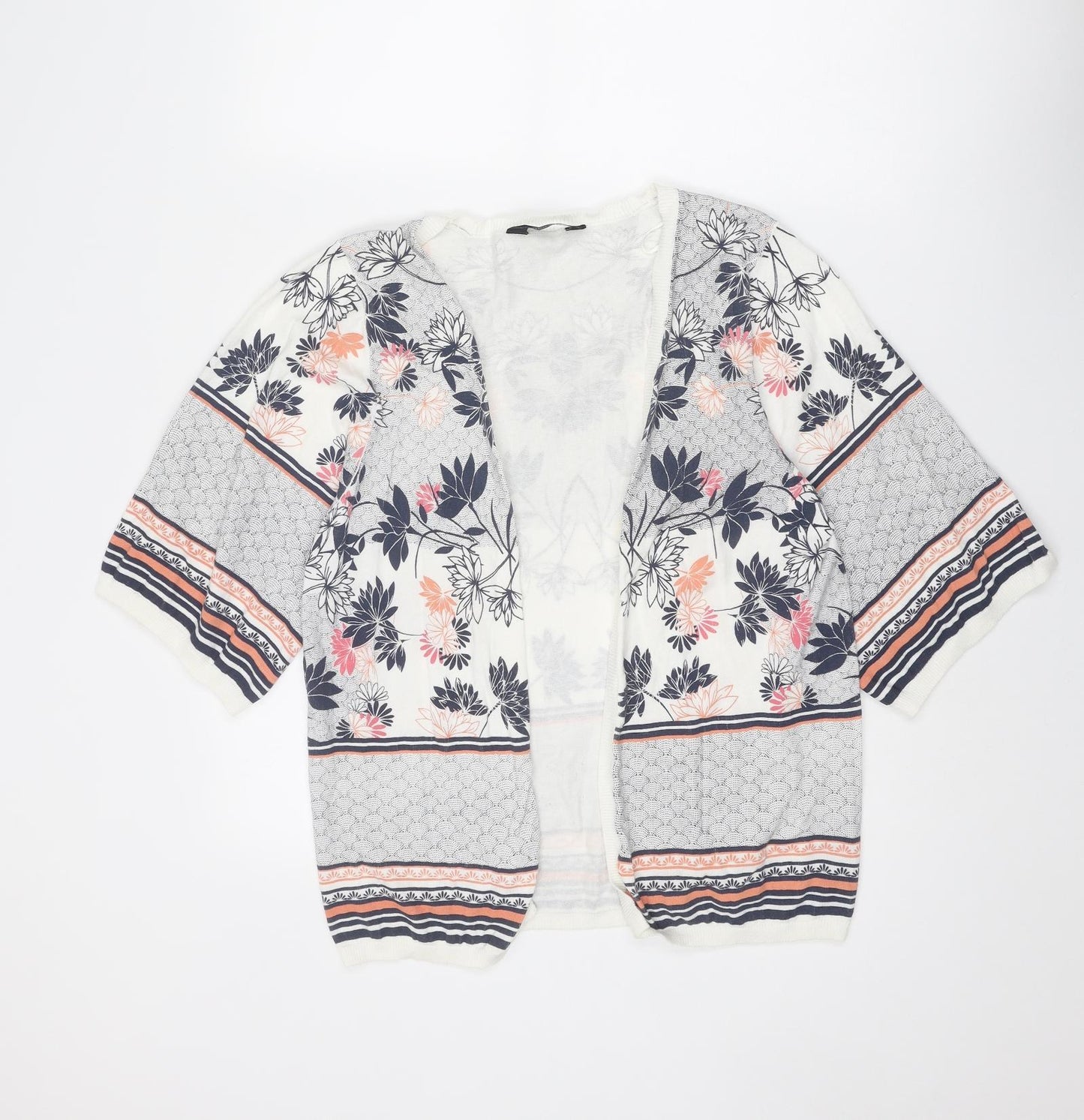 Dorothy Perkins Womens Multicoloured V-Neck Geometric Cotton Cardigan Jumper Size M