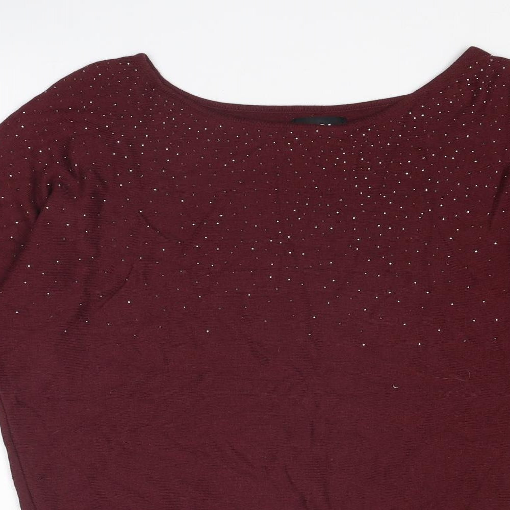 Debenhams Womens Purple Round Neck Cotton Pullover Jumper Size 12