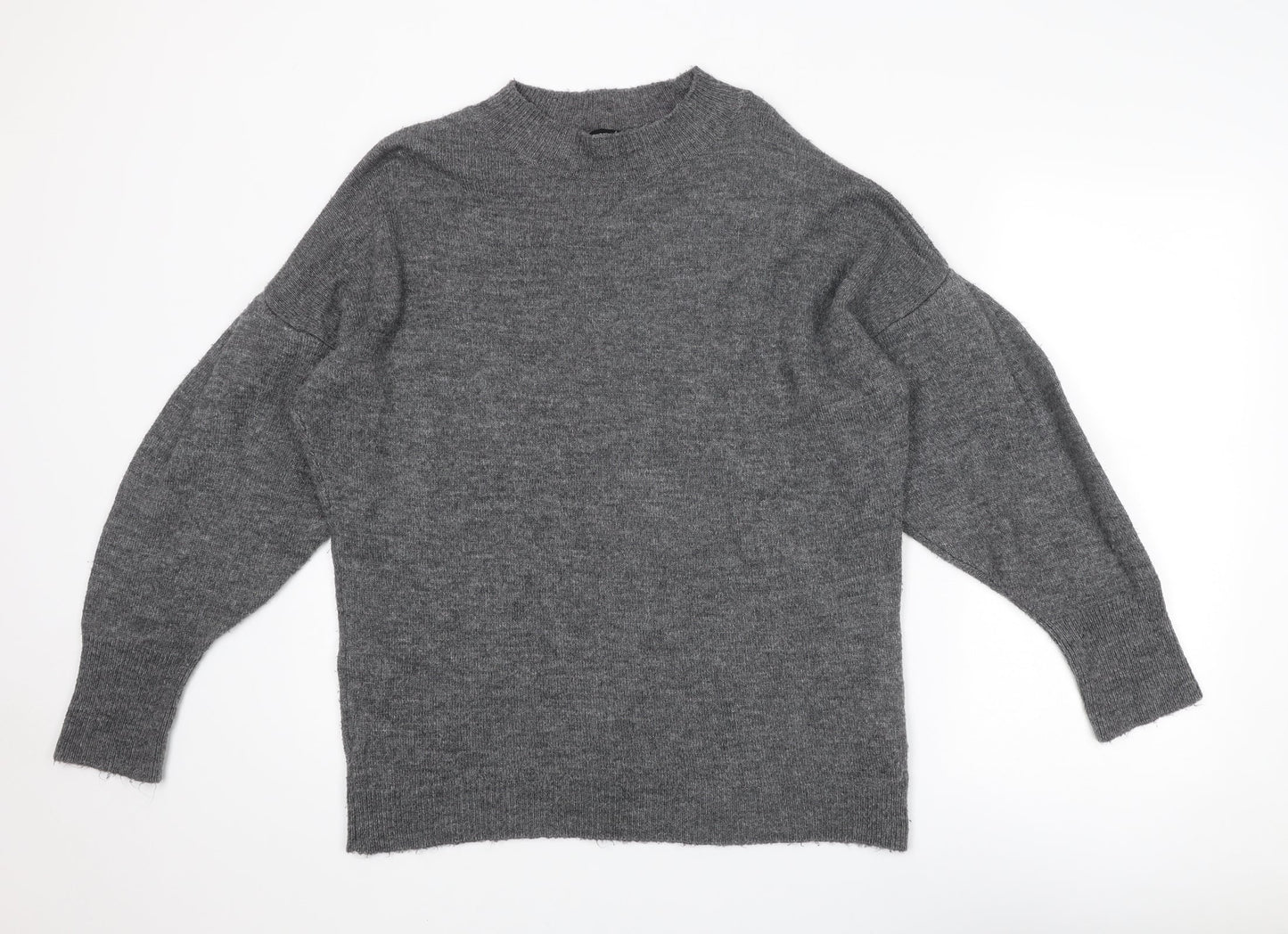 Dorothy Perkins Womens Grey Round Neck Acrylic Pullover Jumper Size 16