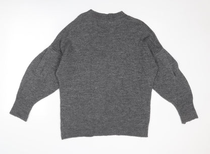 Dorothy Perkins Womens Grey Round Neck Acrylic Pullover Jumper Size 16