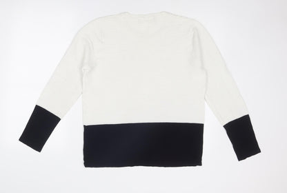 Back view of Linea women’s white round neck viscose jumper, size UK 16