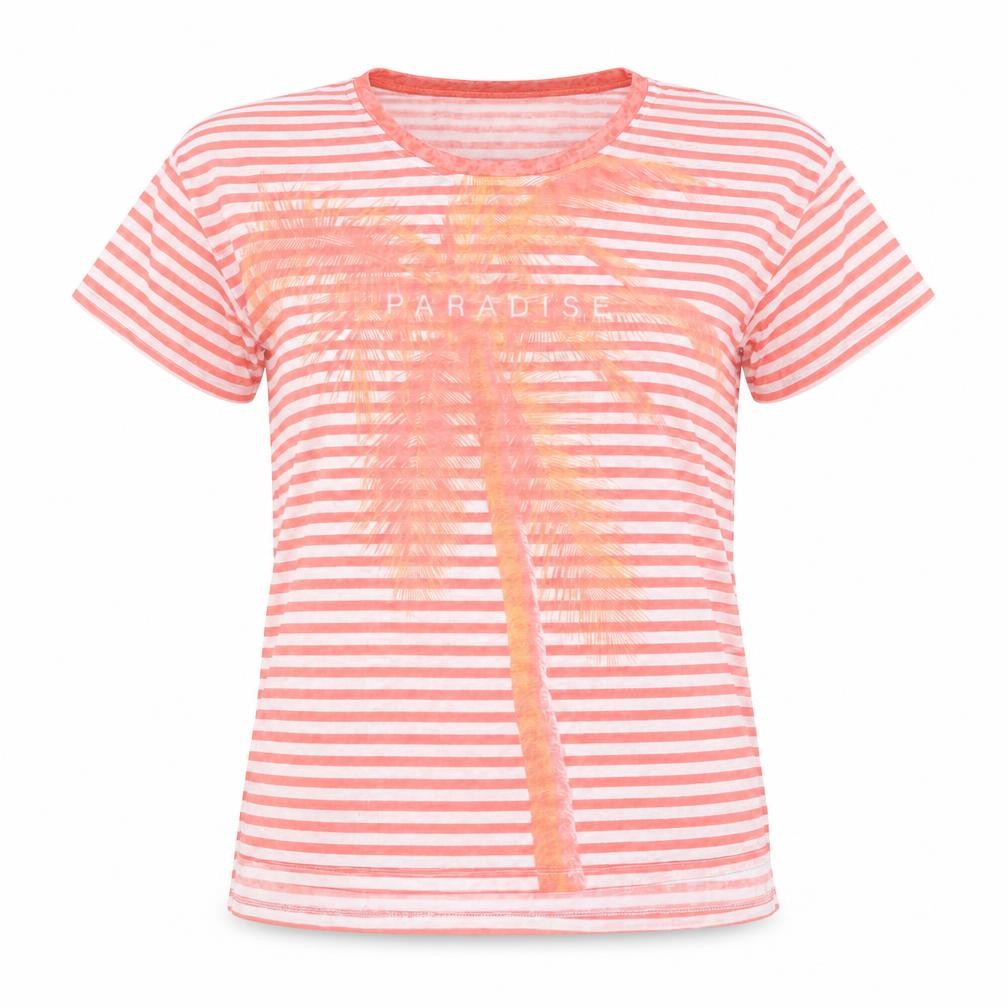 NEXT Womens Orange Striped Polyester Basic T-Shirt Size 10 Round Neck - Paradise