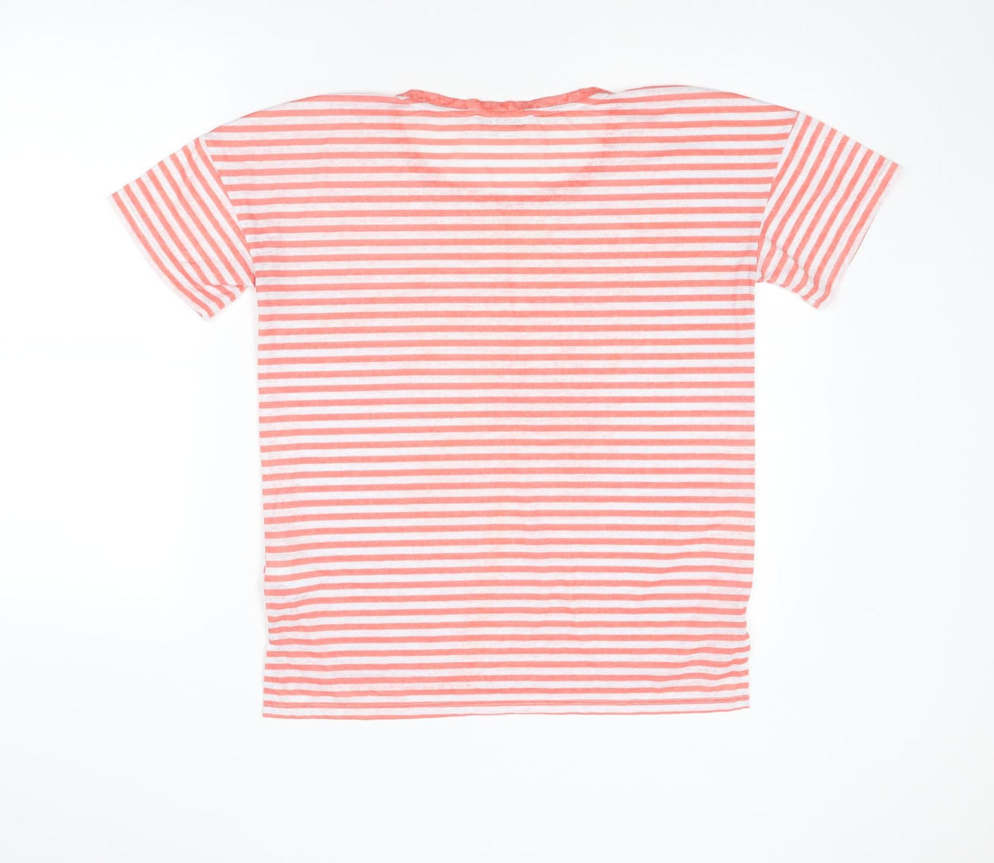 NEXT Womens Orange Striped Polyester Basic T-Shirt Size 10 Round Neck - Paradise