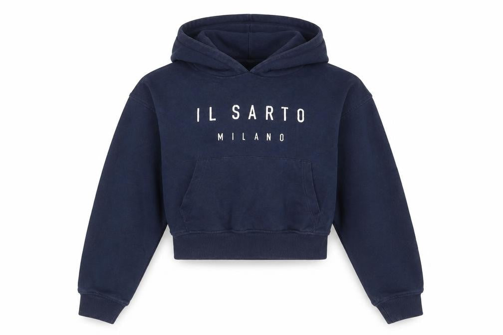 IL SARTO Womens Blue Cotton Pullover Hoodie Size 2XS Pullover - IL SARTO MILANO