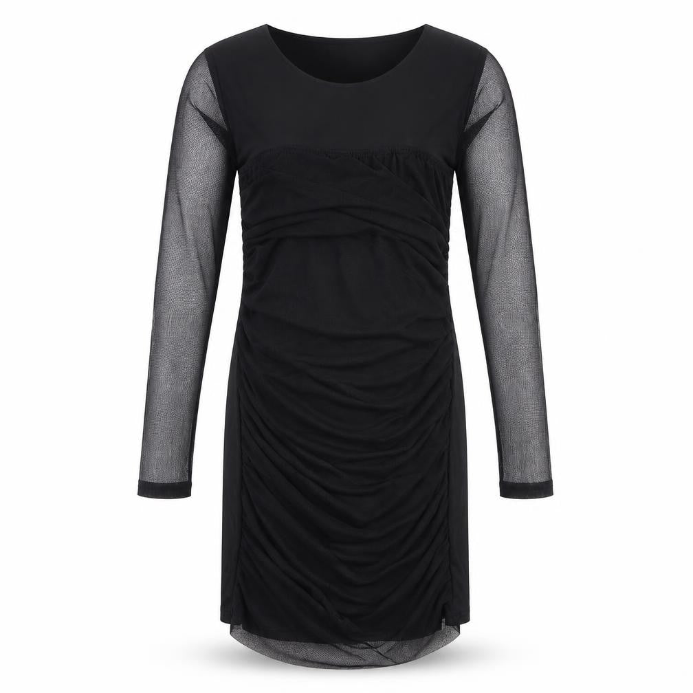 Boohoo Womens Black Polyester Shift Size 12 Square Neck Pullover - Sheer Sleeves