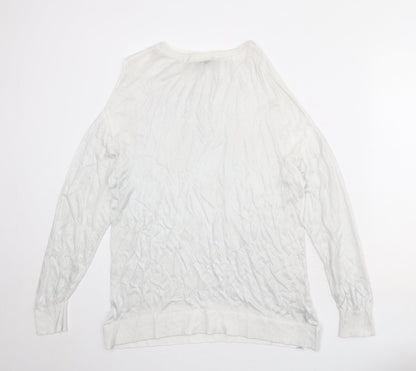 Zara Womens Silver Round Neck Viscose Pullover Jumper Size S