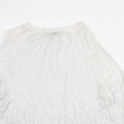 Zara Womens Silver Round Neck Viscose Pullover Jumper Size S