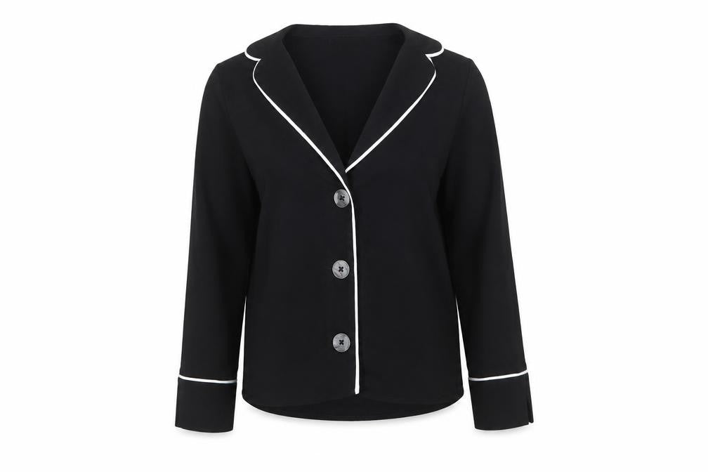 New Look Womens Black Polyester Basic Button-Up Size 6 Collared