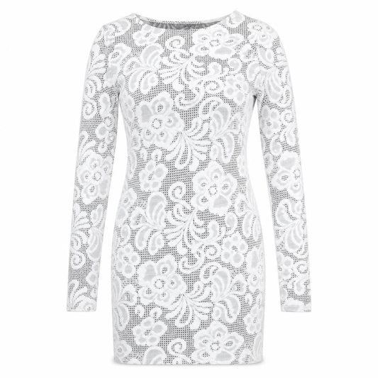 River Island Womens White Geometric Polyester Shift Size 8 Round Neck Pullover