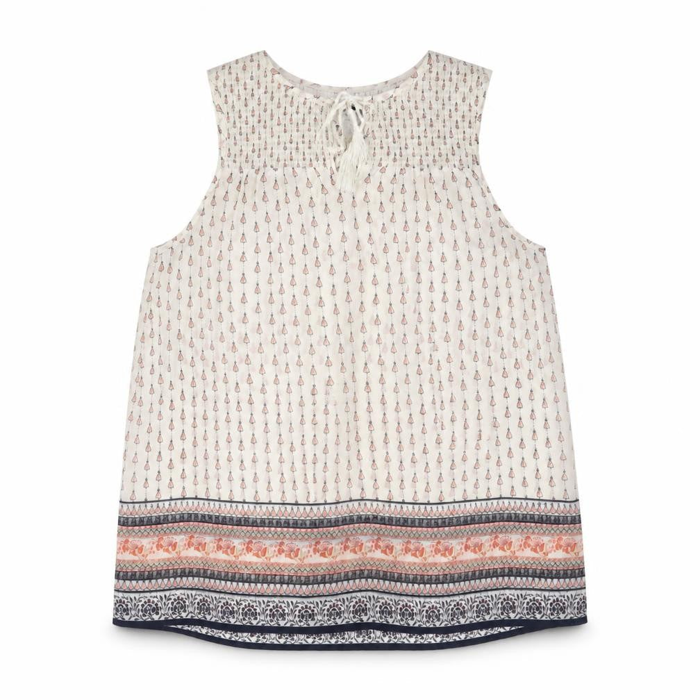 New Look Womens Ivory Geometric Polyester Basic Tank Size 12 Boat Neck