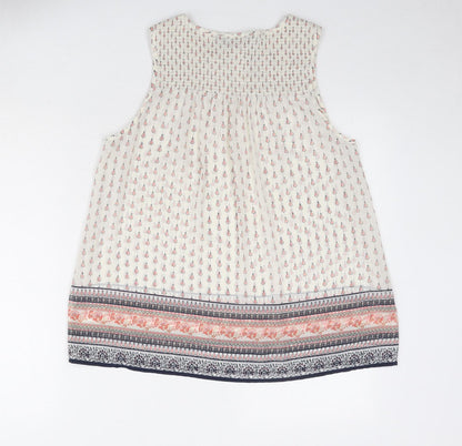 New Look Womens Ivory Geometric Polyester Basic Tank Size 12 Boat Neck