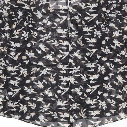 River Island Womens Black Floral Polyester Basic Blouse Size 6 Round Neck