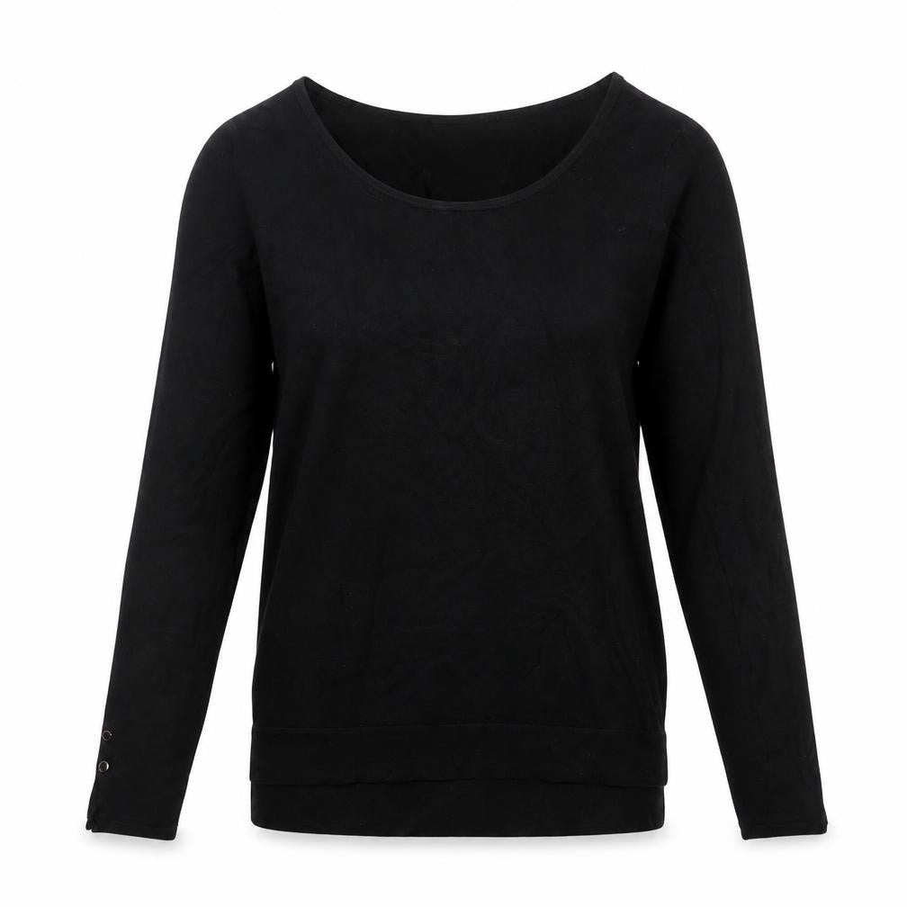 Encuentro Womens Black Scoop Neck Viscose Pullover Jumper Size M