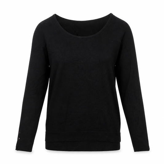 Encuentro Womens Black Scoop Neck Viscose Pullover Jumper Size M