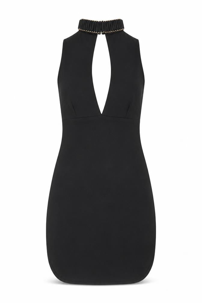 Missguided Womens Black Polyester Mini Size 6 Halter Button