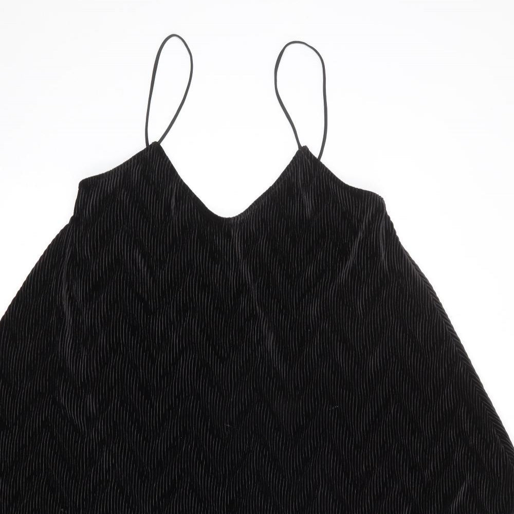 Marks and Spencer Womens Black Polyester Tank Dress Size 12 V-Neck Pullover